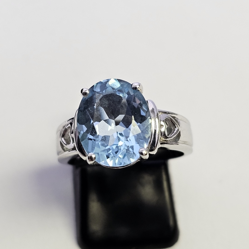 Certified Blue Topaz Sterling Silver Ring Size 7 💍 - Picture 10 of 14